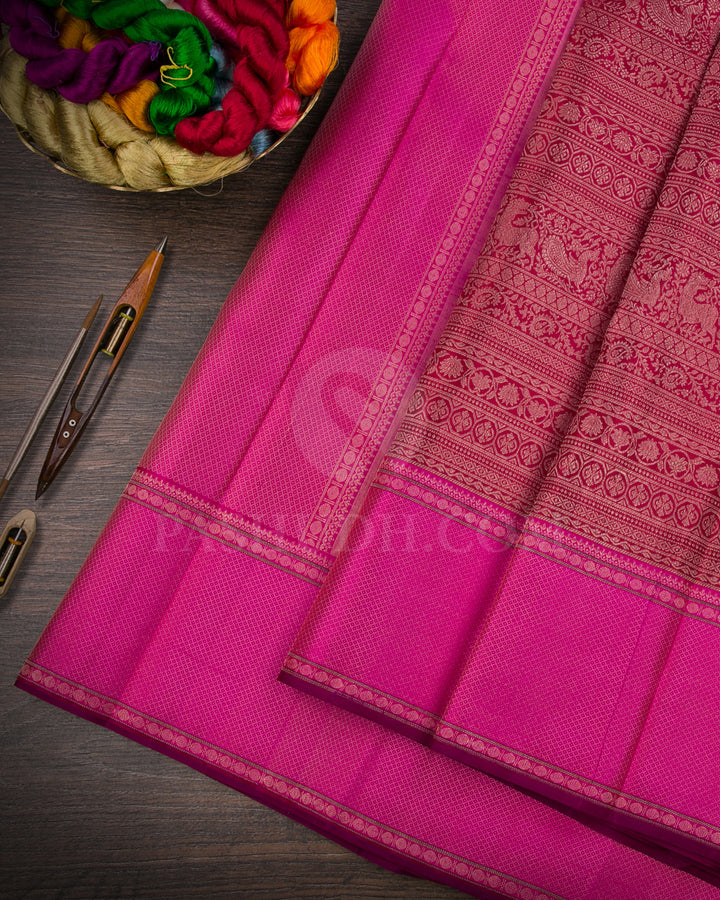Kumkum Red And Rose Pink Kanjivaram Silk Saree - D574(B)