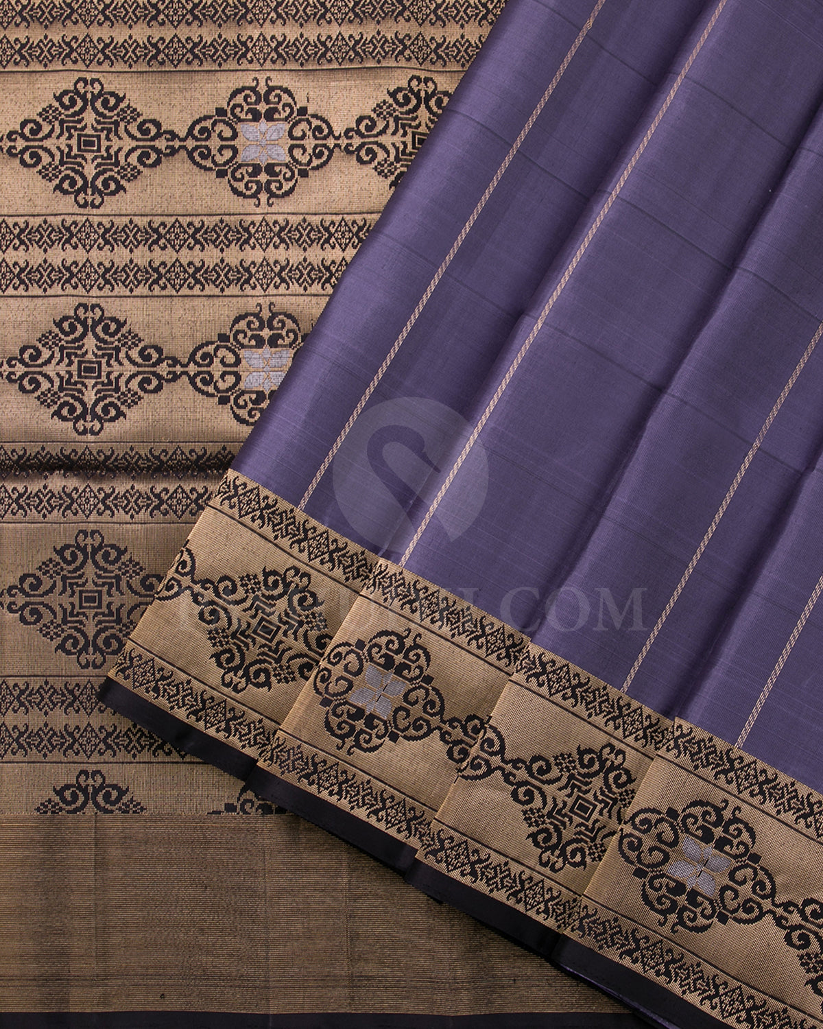 Violet And Gold Soft Silk Saree - C95