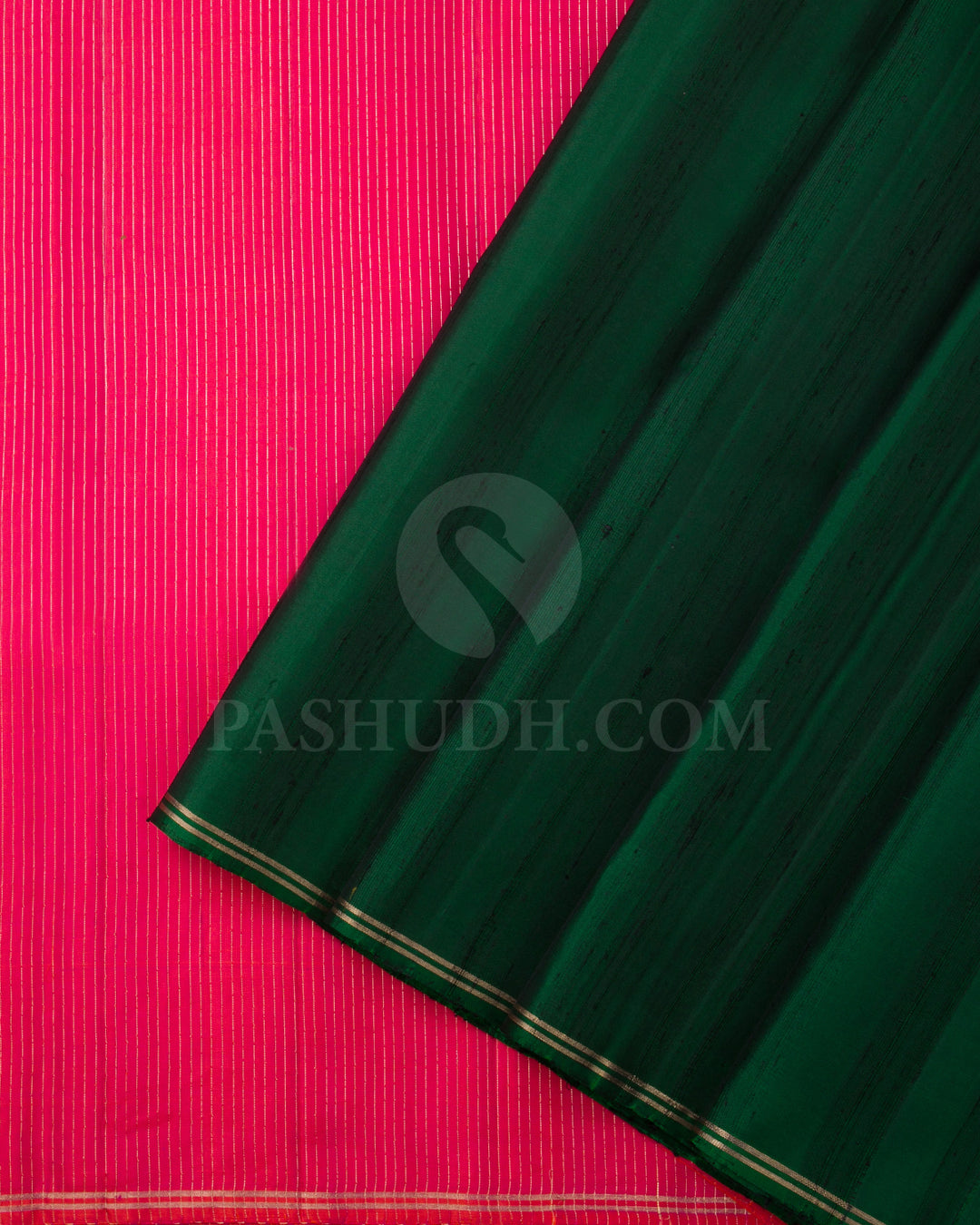 Green And Rani Pink Soft Silk Saree - C85