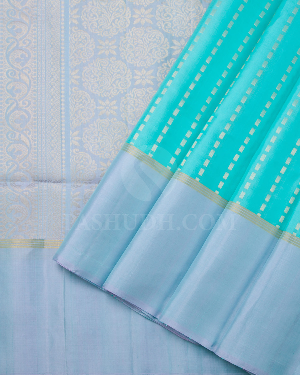 Sky Blue And Powder Blue Soft Silk Saree - C75