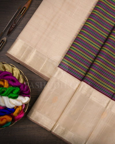 Multicolours And Cream Kanjivaram Silk Saree - S1293(A)