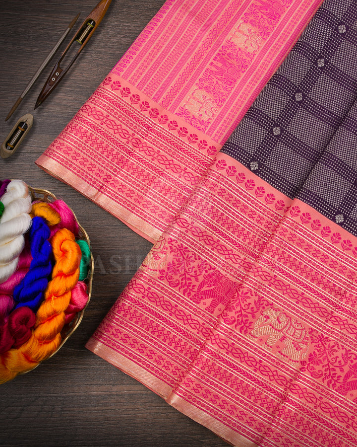 Purple and Peach Kanjivaram Silk Saree - S1275(A)