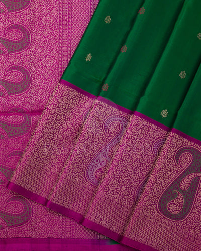 Green And Magenta Soft Silk Saree - C96