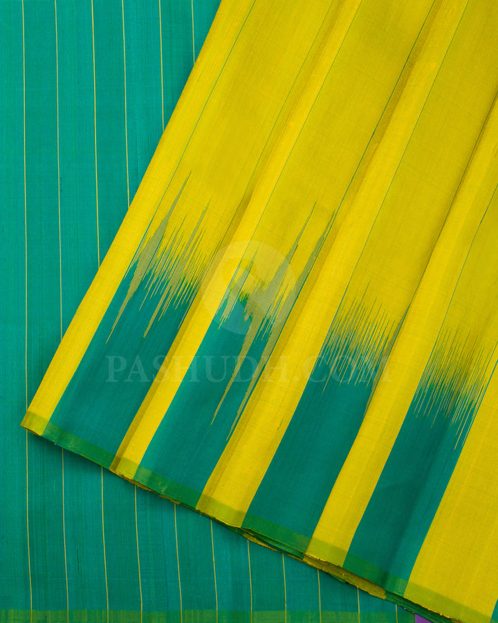 Lime Yellow And Green Soft Silk Saree - C92