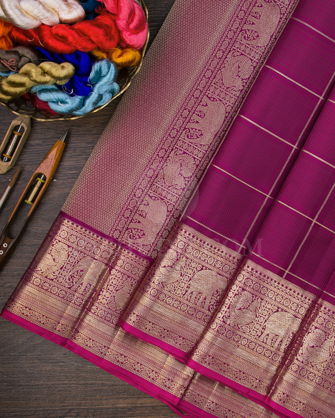 Dark Magenta Traditional Kanjivaram Silk Saree - DJ273(F)