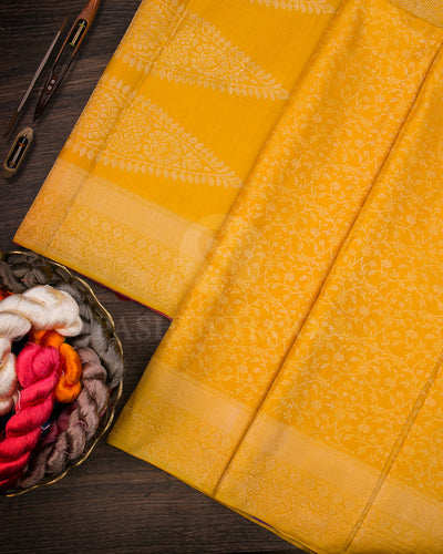 Mango Yellow And Red Kanjivaram Silk Saree - D554(B)