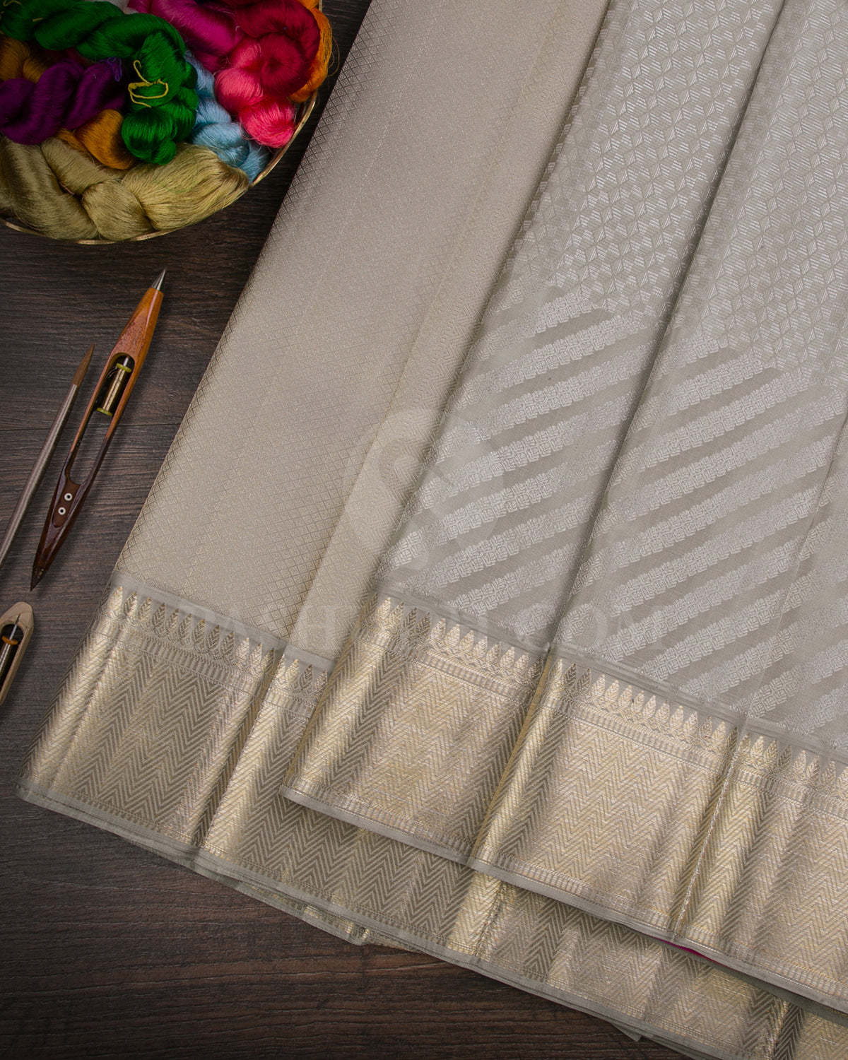 Silver Grey Kanjivaram Silk Saree - DT281(B)