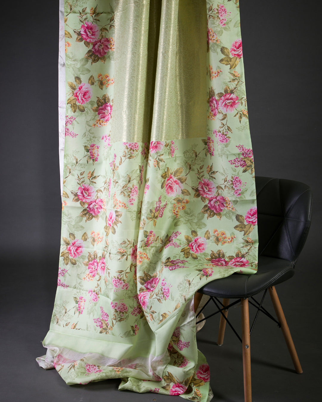 Mint Floral Print Kanjivaram Silk Saree - KP16