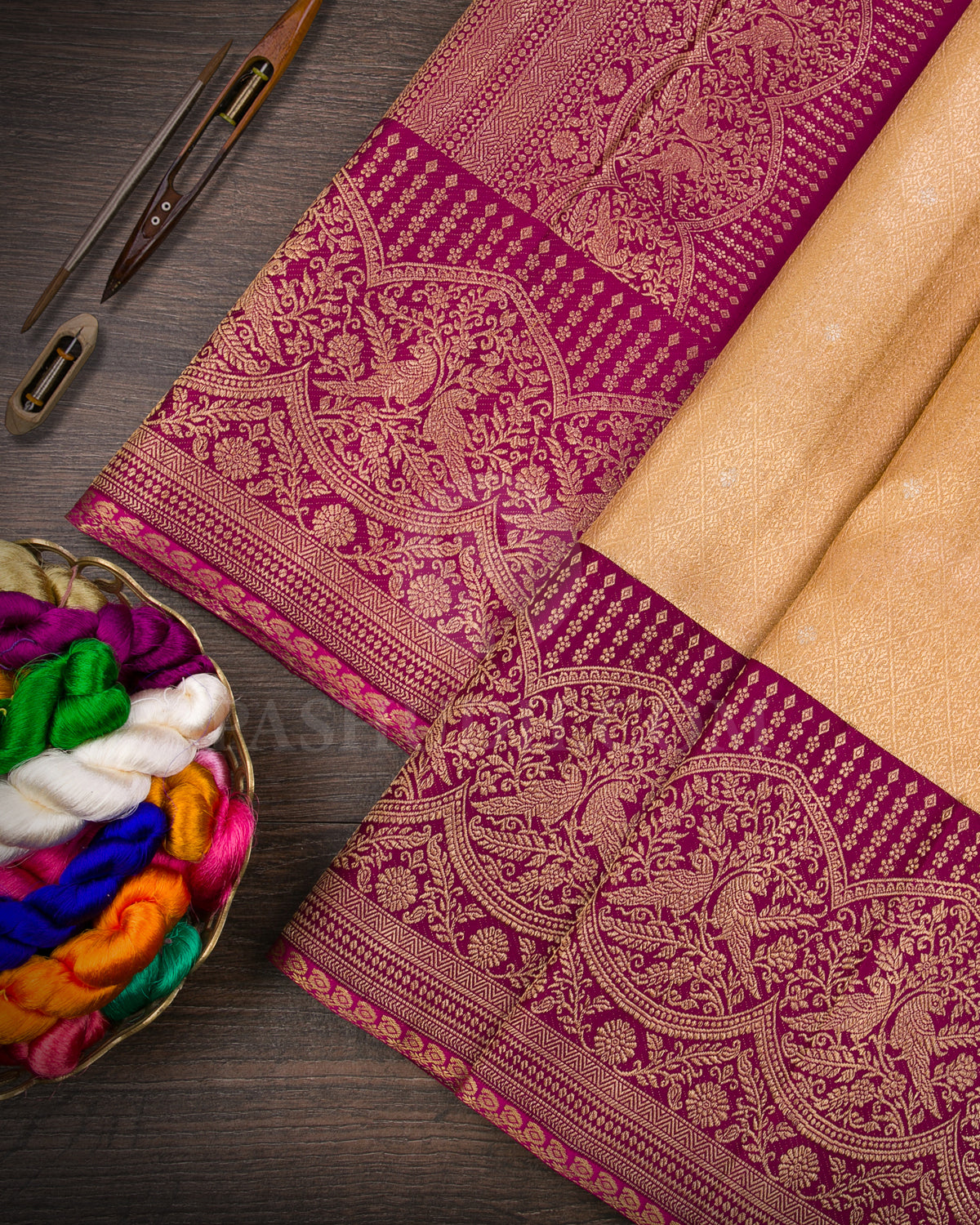 Gold And Violet Tissue Kanjivaram Silk Saree - S1278(A)