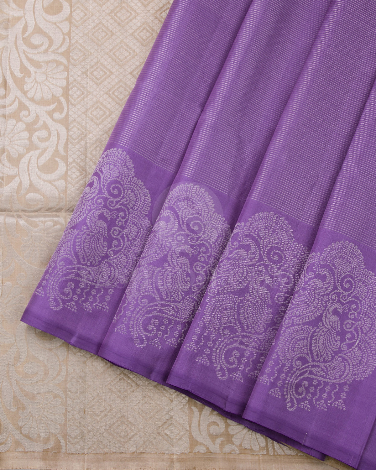 Dark Lavender And Cream Soft Silk Saree - C94