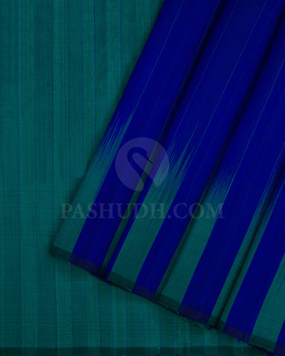 Royal Blue And Green Soft Silk Saree - C82