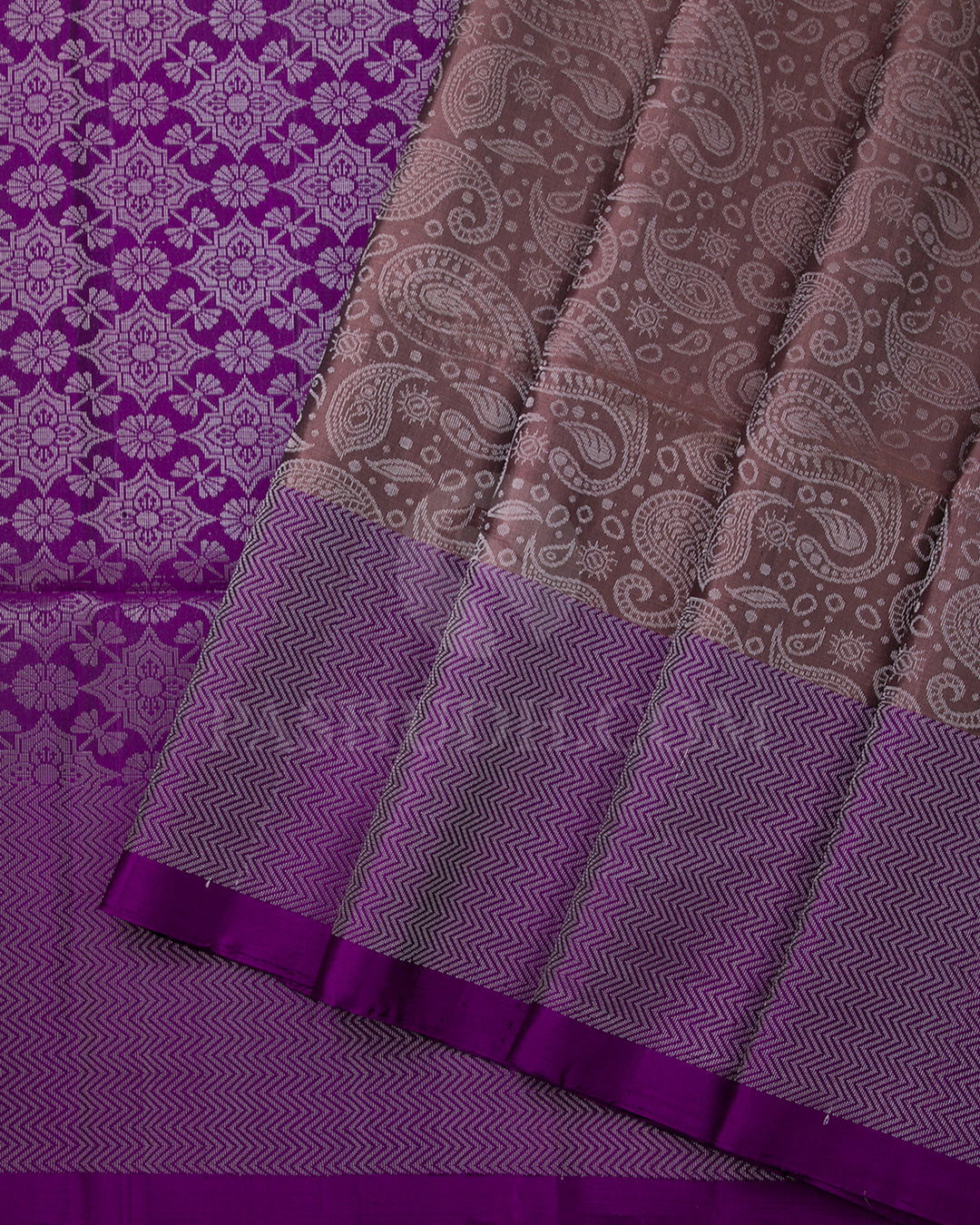 Light Brown And Violet Soft Silk Saree - C47