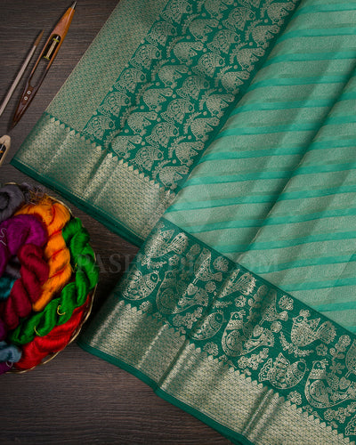 Sea Green And Forest Green Kanjivaram Silk Saree - DT291(A)