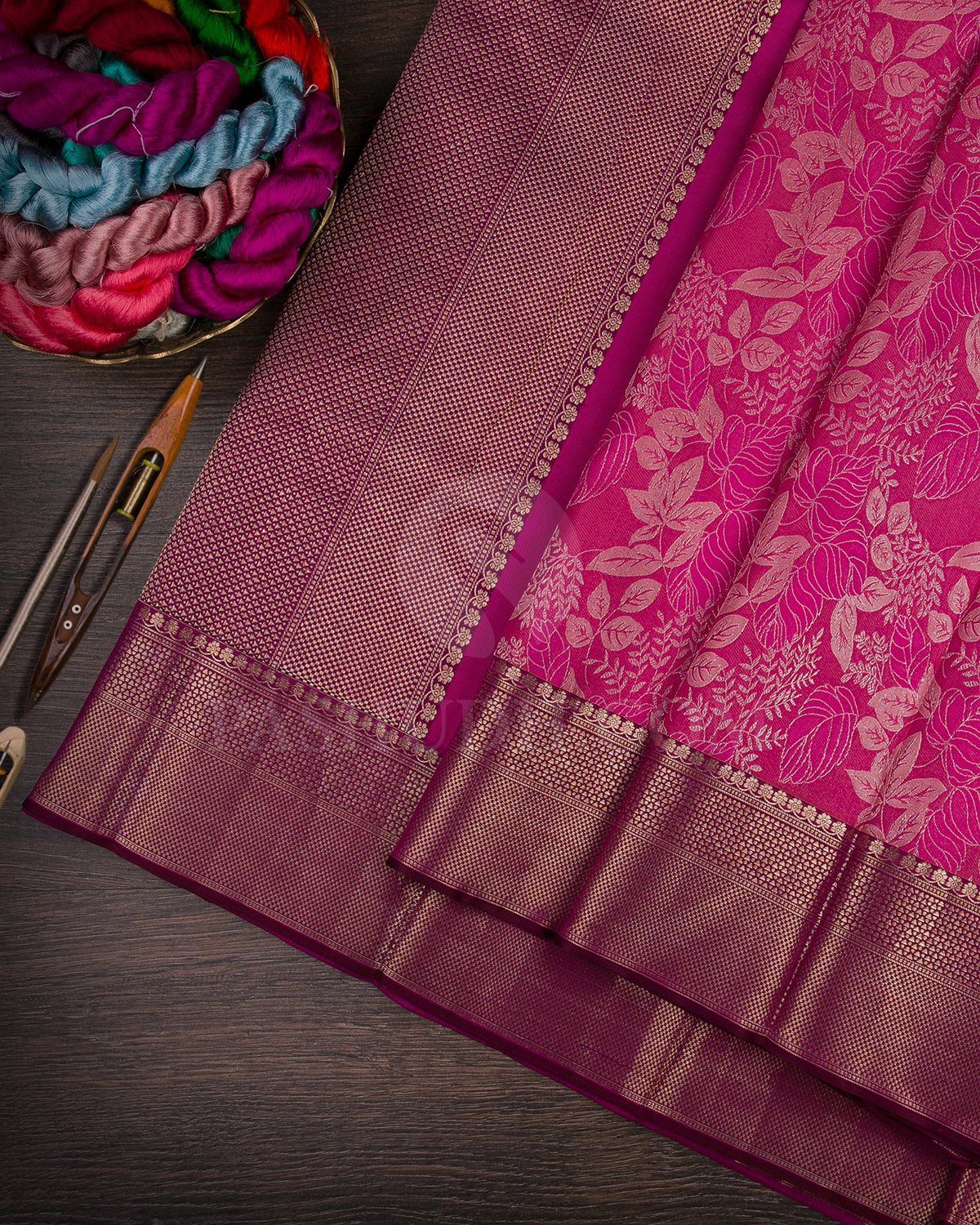 Bright Pink And Magenta Kanjivaram Silk Saree - D548(C)