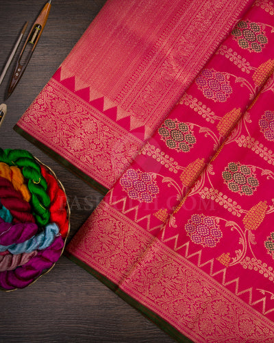 Bright Rani Pink Kanjivaram Silk Saree - S1258(B)