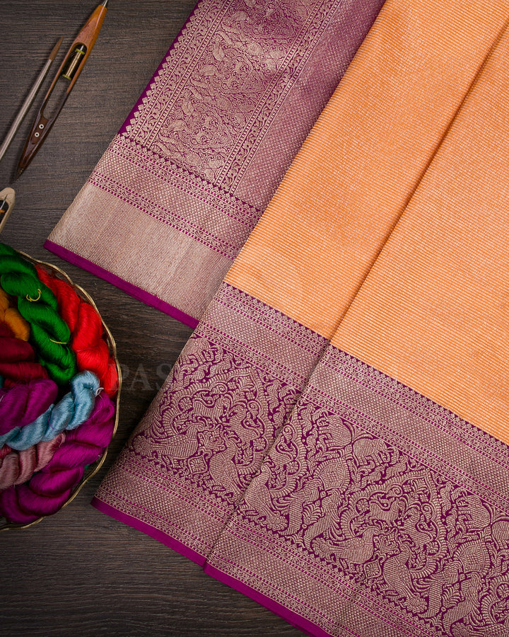 Orange And Violet Kanjivaram Silk Saree - S1234(B)