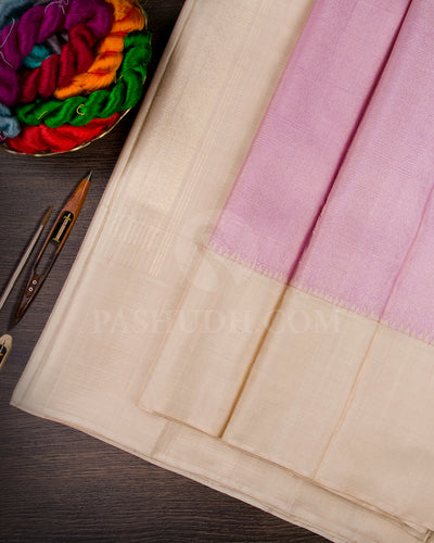 Baby Pink And Cream Shimmer Kanjivaram Silk Saree - S1311(A)