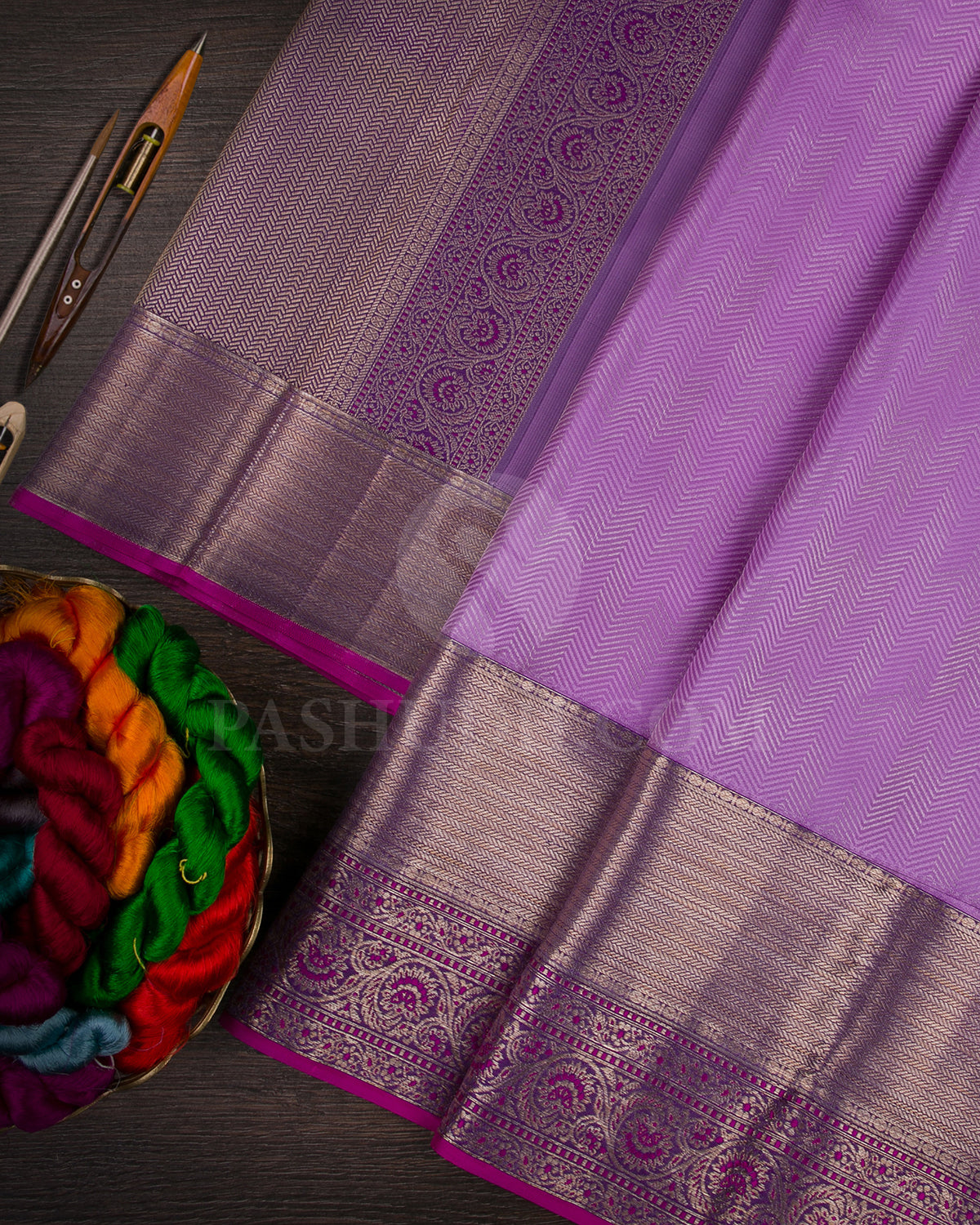 Shades of Lavender And Rani Pink Kanjivaram Silk Saree - DT290(B)