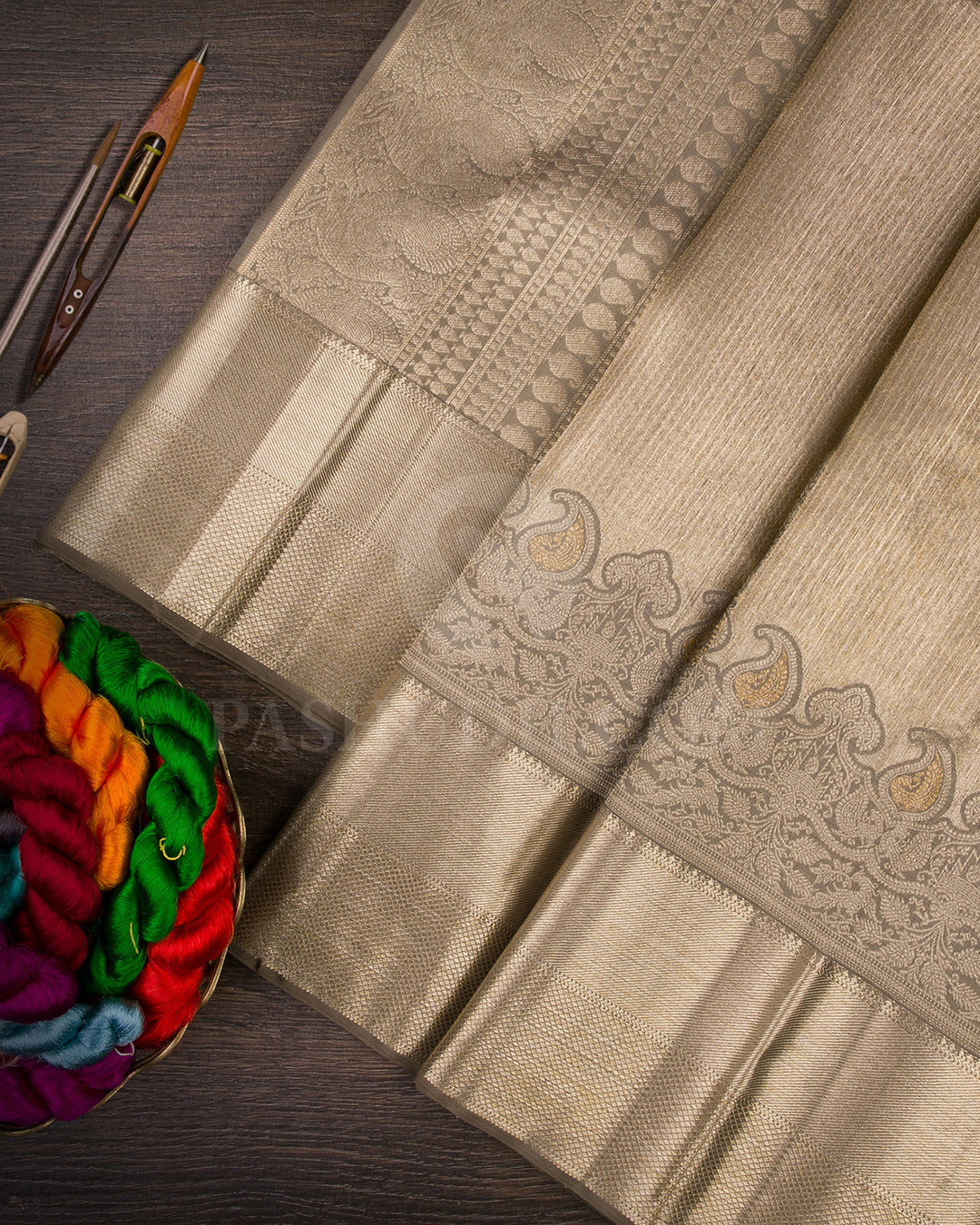 Gold Silver Organza Shimmer Kanjivaram Silk Saree - S1286(B)