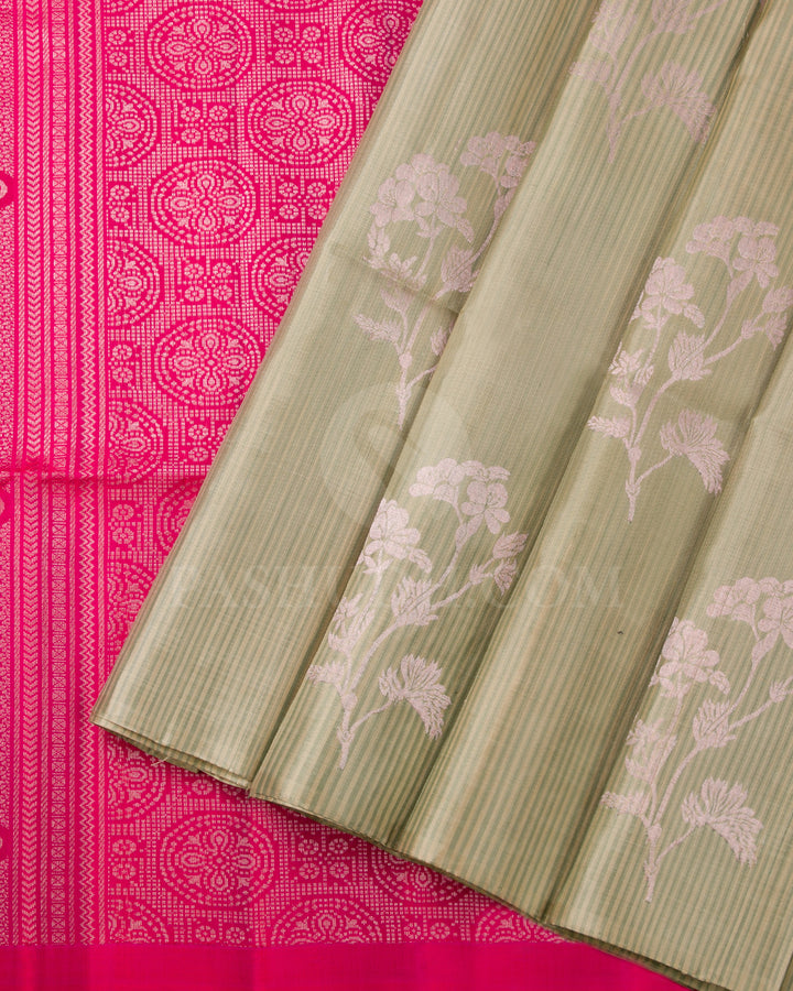 Gold And Rani Pink Soft Silk Saree - C59