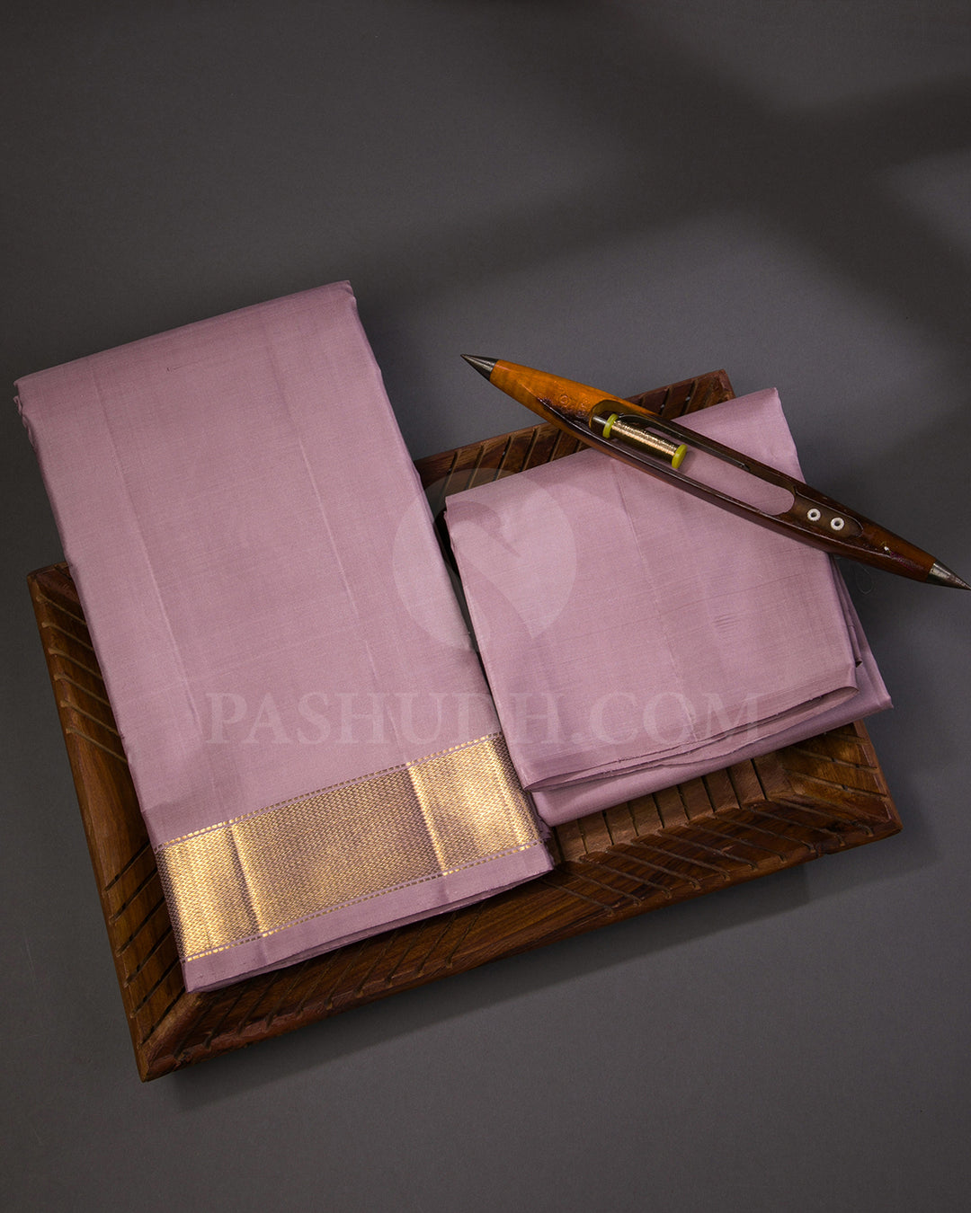 Lavender Silk Dhoti And Unstitched Lavender Silk Shirt Fabric Set - V17