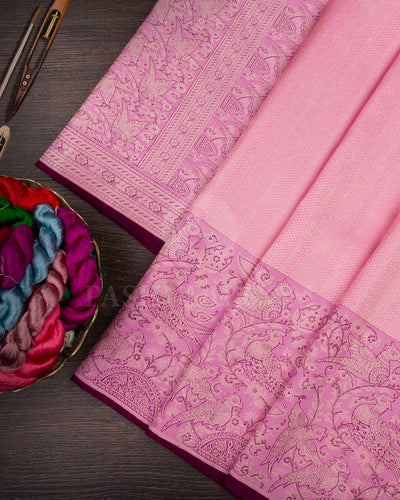 Baby Pink and Lavender Kanjivaram Silk Saree - S1274(B)