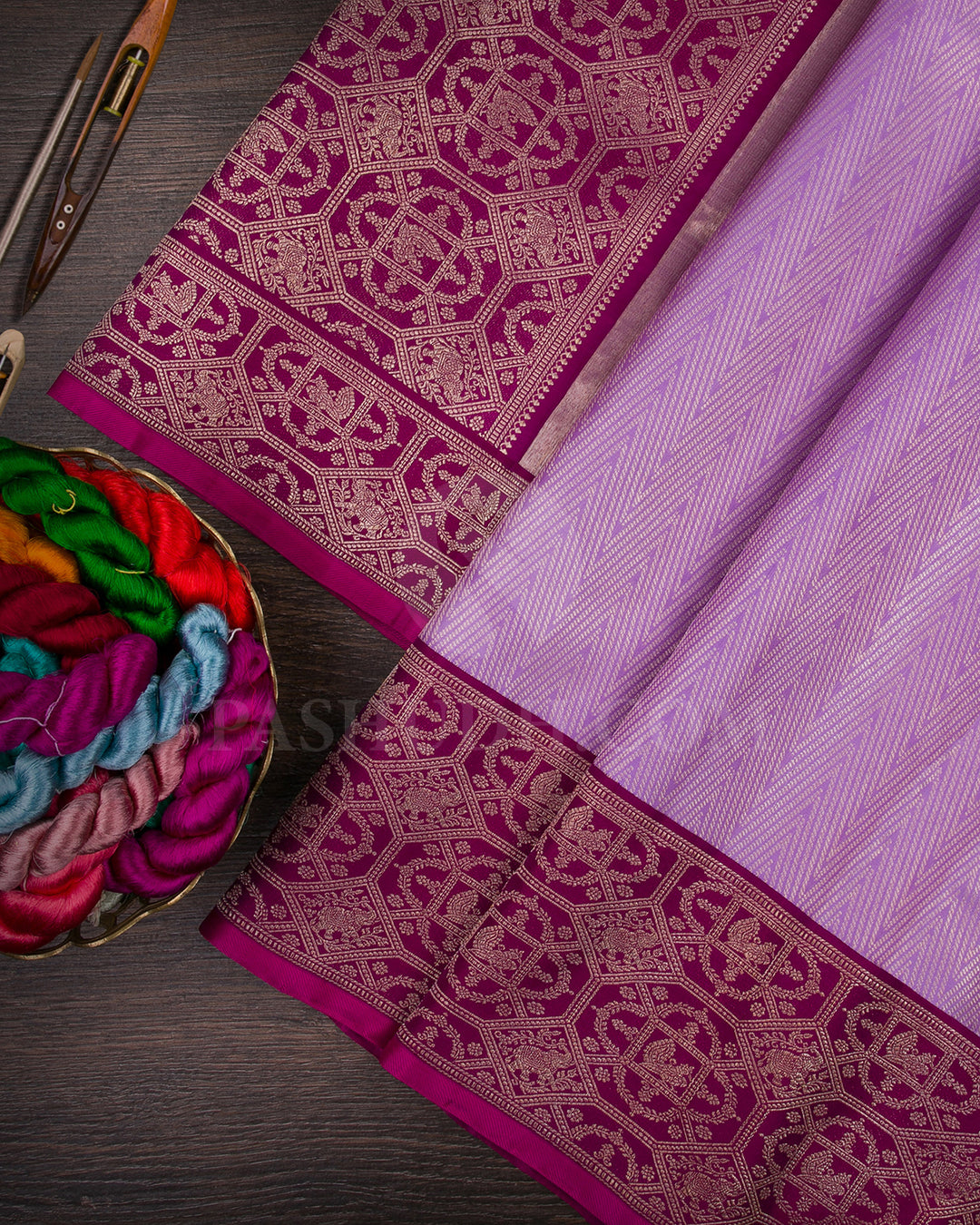 Lavender And Magenta Kanjivaram Silk Saree - S1266(B)