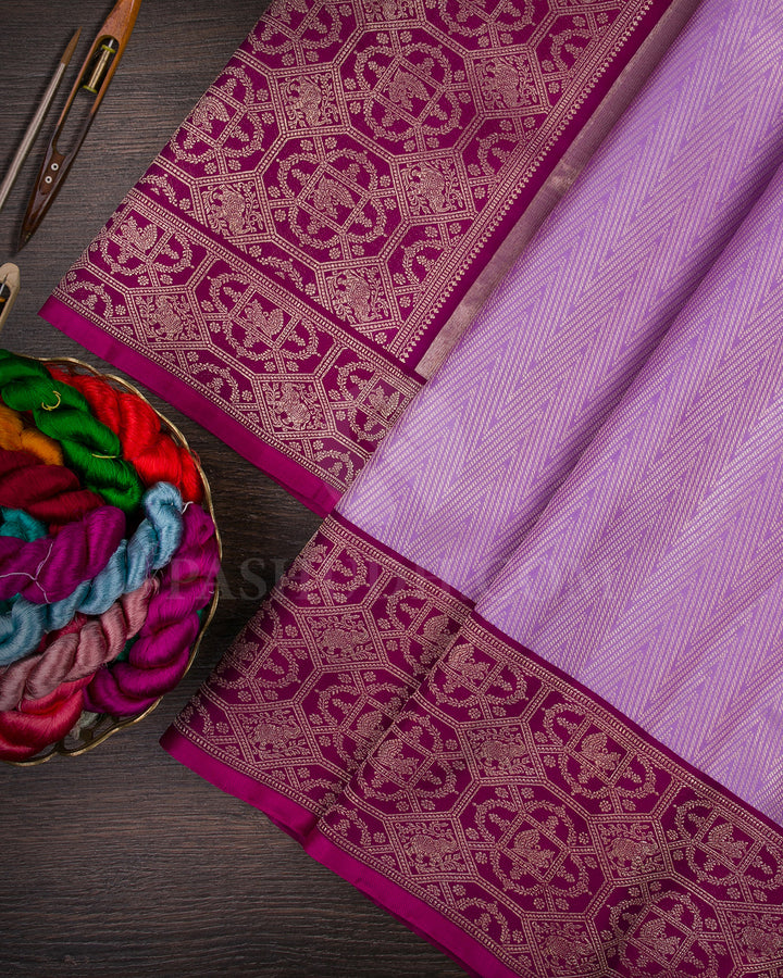 Lavender And Magenta Kanjivaram Silk Saree - S1266(B)