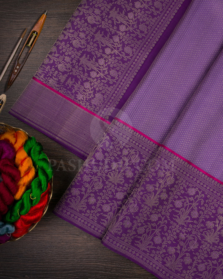 Light and Deep Lavender Kanjivaram Silk Sare - DJ320(D)