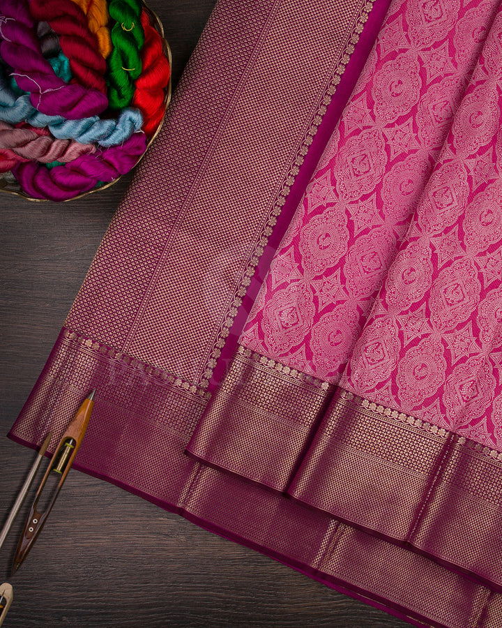 Light Pink And Magenta Kanjivaram Silk Saree - D584(A)