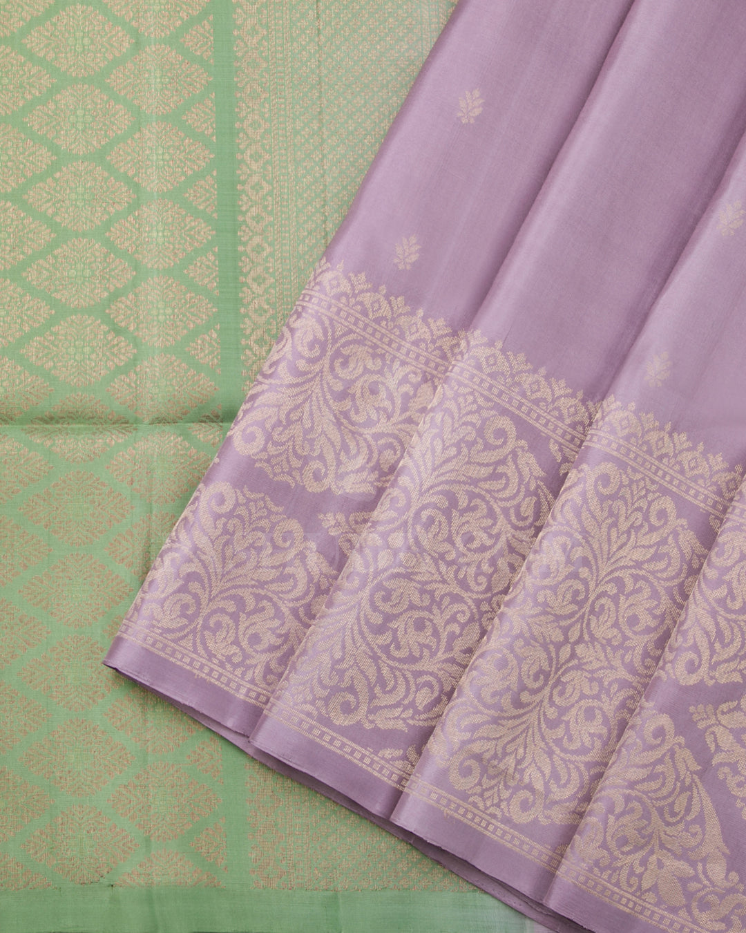 Light Lavender And Pastel Green Soft Silk Saree - C66