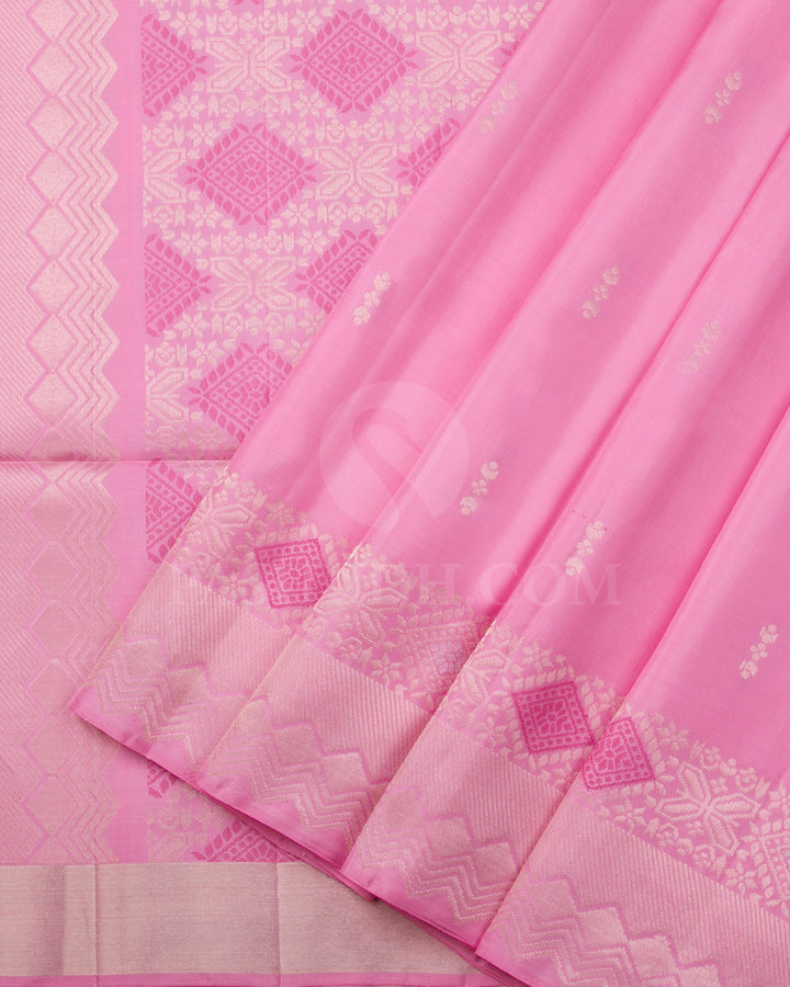 Baby Pink Soft Silk Saree - C50