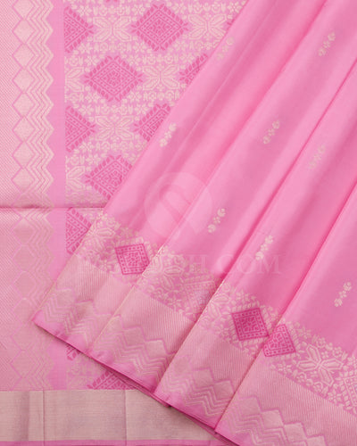 Baby Pink Soft Silk Saree - C50