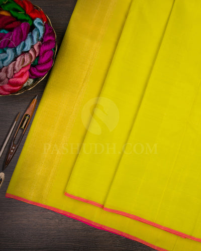 Neon Yellow And Neon Pink Kanjivaram Silk Saree - S1320(A)