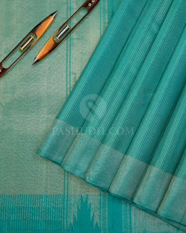 Sea Green & Rani Pink Kanjivaram Silk Saree - S1053(A) - View 2