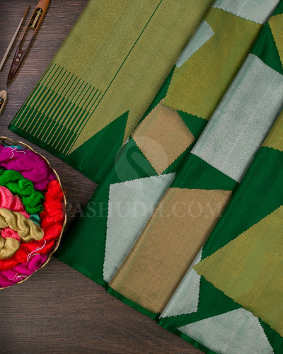 Forest Green Pure Zari Kanjivaram Silk Saree - P158(A)