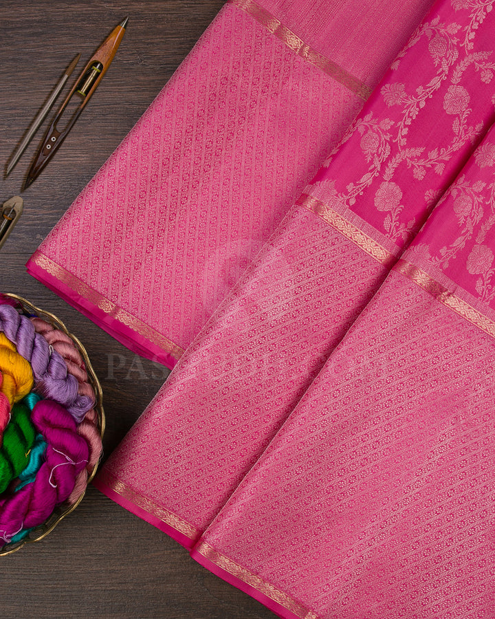 Rose Pink Kanjivaram Silk Saree - DT295(A)