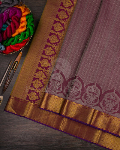 Caramel Brown And Magenta Kanjivaram Silk Saree - D575(B)