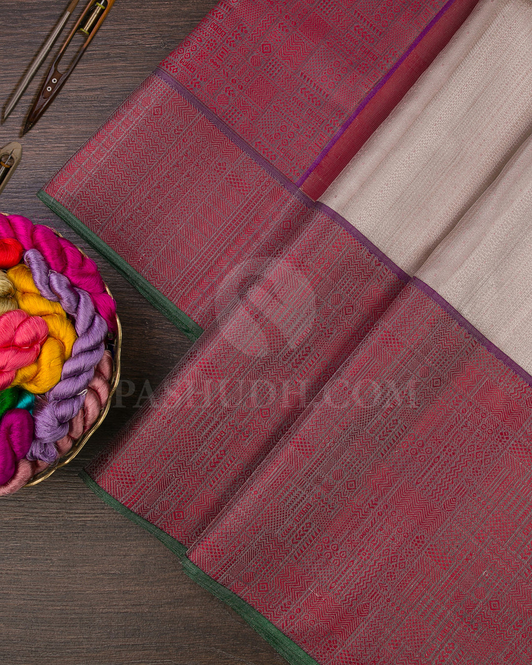 Ivory And Violet Kanjivaram Silk Saree - D582(B)