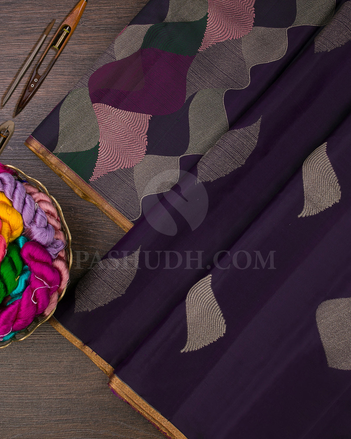 Aubergine Kanjivaram Silk Saree - DJ335(A)