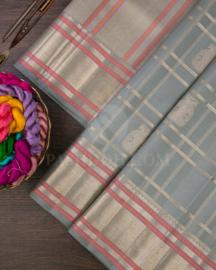 Grey Traditional Kanjivaram Silk Saree - SVJ44