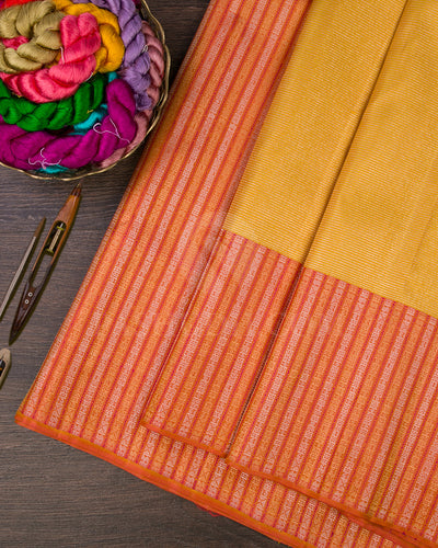 Yellow And Peach Kanjivaram Silk Saree - S1039(E)