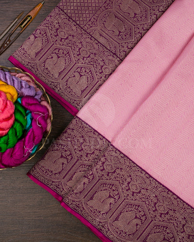 Baby Pink And Violet Kanjivaram Silk Saree - S1110(C)