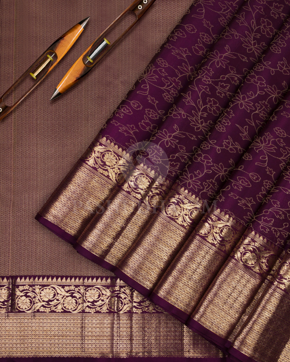 Grape Purple Kanjivaram Silk Saree - DJ190 - View 2