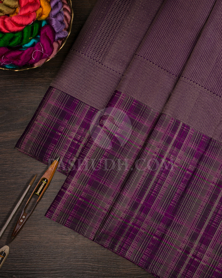 Violet and Forest Green Kanjivaram Silk Saree - D540(B)