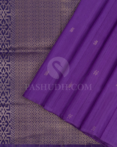 Dark Lavender and Purple Dupion Soft Silk Saree - AC95