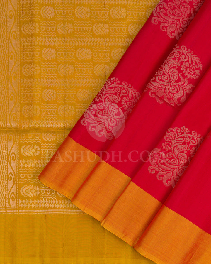 Red and Golden Yellow Soft Silk Saree - AC19