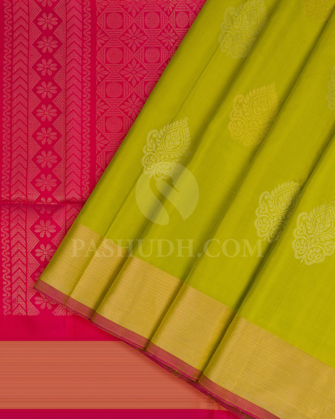 Parrot Green and Rani Pink Soft Silk Saree - AC9