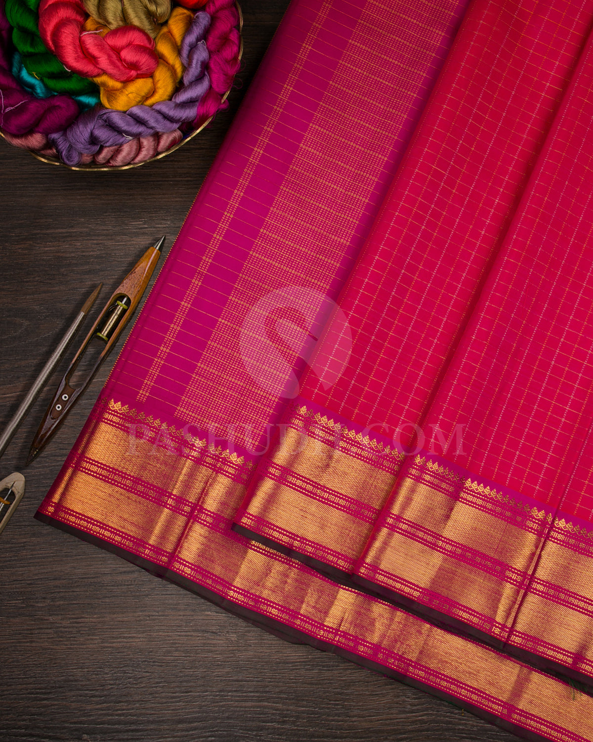 Dual Shaded Rani Pink Traditonal Kanjivaram Silk Saree - SVJ85