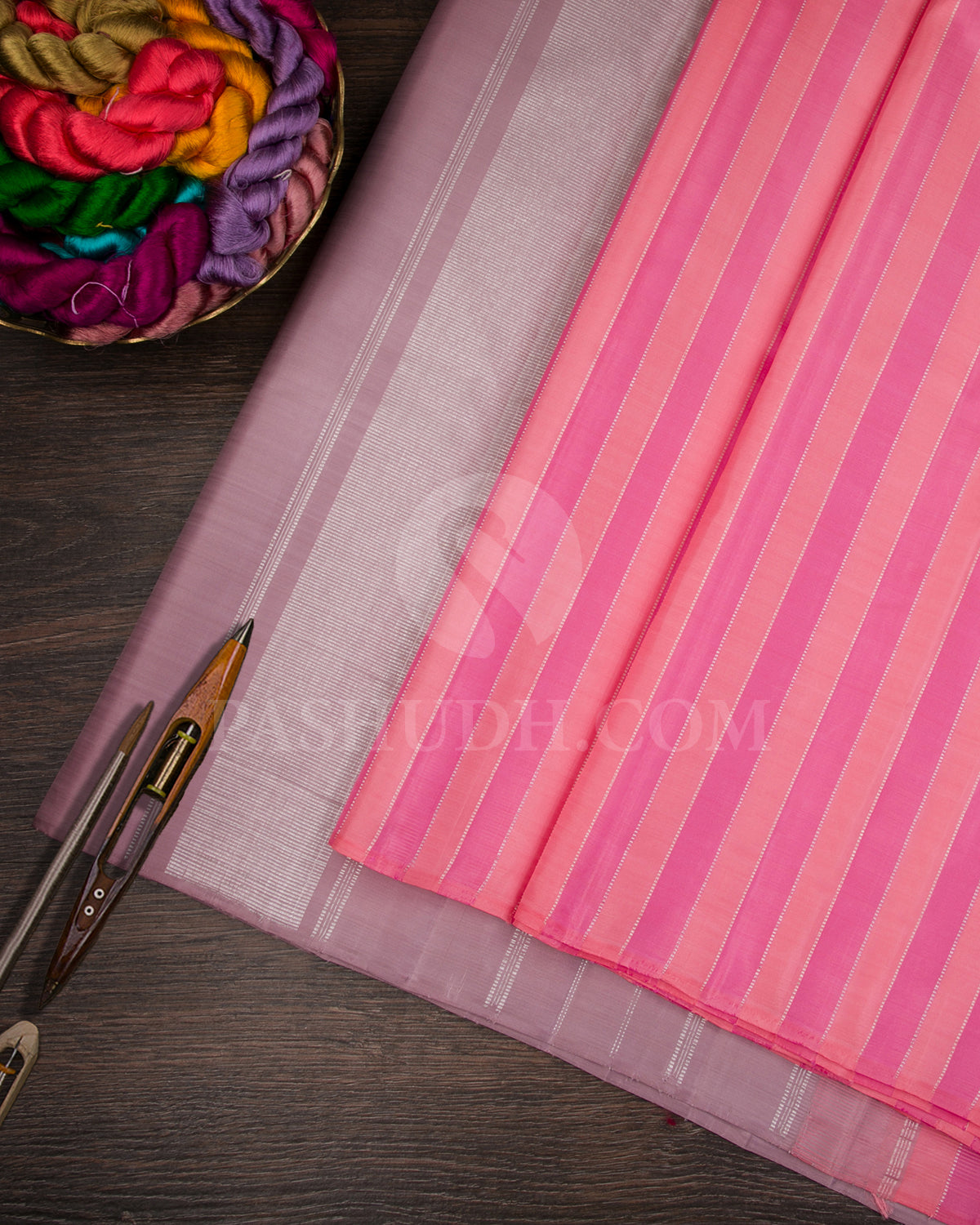 Pink, Peach And Taupe Borderless Traditional Kanjivaram Silk Saree - SVJ79